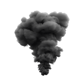 Black clouds billow upwards on a transparent background creating a striking visual contrast, black smoke or clouds isolated on transparent background png