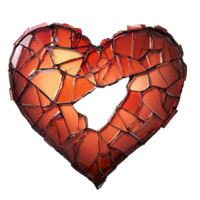 A broken heart crafted from shattered glass pieces on a clean transparent background, Broken heart on transparent background png