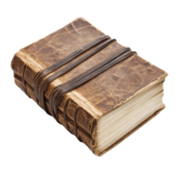 Leather-bound notebook with a looped spine resting on a transparent background highlighting its artisanal craftsmanship, notebook book with a looped spine on transparent backgroundfile png