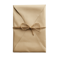 Wrapped paper packet tied with twine on a clean transparent background showcasing simple and minimalistic packaging style, paper packet on a transparent background png