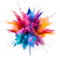 Colorful explosion of vibrant color powder against a transparent background creating a stunning visual display, colorful color powder explosion isolated on transparent background png