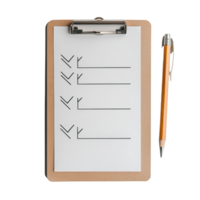 Checklist clipboard with pencil on a transparent background indicating organization and planning tasks efficiently, Checklist Clipboard with Pencil on transparent background Task Organization Concept png