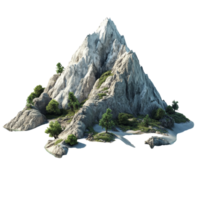 A majestic mountain island with lush greenery surrounded by calm waters on a bright transparent background, Mountain Island on transparent background png
