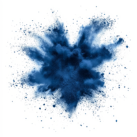 Navy blue powder explosion isolated on a transparent background capturing dynamic movement and colorfulness, navy blue color powder pulver explosion isolated on transparent background png