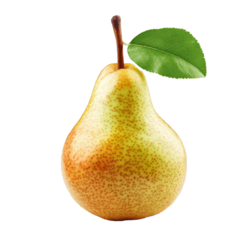 Fresh pear fruit with a leaf on transparent background ready for culinary use or healthy snacking options, Pear fruit isolated on transparent background png