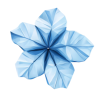 Geometric polygonal flower design with blue petals on a clean transparent background, Polygonal flower on transparent background. Geometric polygonal flower transparent background png