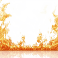Bright orange flames rise from the bottom edge against a clean transparent background, creating a striking visual contrast, Flames at the Bottom Frame, Isolated on transparent background png
