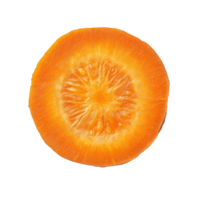 Fresh carrot slice isolated on a clean transparent background showcasing vibrant orange color and unique texture, Carrot slice top view isolated on transparent background png