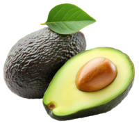 Fresh avocado cut in half showcasing creamy flesh and seed on a transparent background, avocado isolated on transparent background png