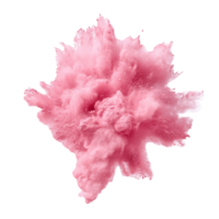 Vivid pink powder explosion on a transparent background showcasing the dynamic movement and texture of a color burst, pink powder pulver explosion isolated on transparent background png
