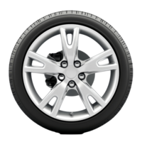 A sleek car wheel with a modern design isolated on a transparent background for automotive design purposes, car wheel isolated on transparent background png