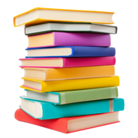 Colorful stack of various-sized books isolated on a transparent background, Stack colorful books of varying sizes isolated on transparent background png