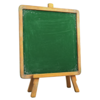 A green chalkboard stands firmly on an easel, surrounded by a bright transparent background, green Chalkboard 3d isolated on transparent background png