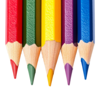 Color pencils arranged in a line, showcasing vibrant hues on a clean transparent background, perfect for creative projects and artistic endeavors, color pencils isolated on transparent background png