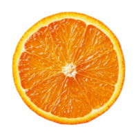 Vibrant orange slice isolated against a clean transparent background showcasing its juicy texture and bright color details, Orange slice isolated on transparent background png