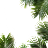 Elegant palm leaf border framing a bright transparent background for tropical and nature-inspired designs, palm leaf border isolated on transparent background png