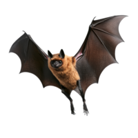 A lifelike Halloween bat soars against a transparent backdrop, ideal for spooky themes and decor, halloween bat on transparent background png