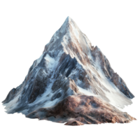 An isolated mountain rises majestically against a stark transparent background showcasing its rugged terrain and snowy peak, Mountain isolated on transparent background png