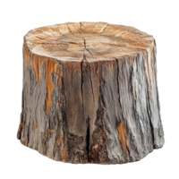 Wooden log stump on a transparent background, showcasing natural texture and grain patterns, Wooden Log Stump on transparent background png