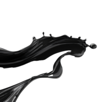 Black liquid flowing in a wave shape against a transparent background in an artistic composition, black color liquid flowing wave isolated on transparent background png