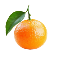 Fresh tangerine with green leaf isolated on bright transparent background showcasing its vibrant color and texture, Tangerine or clementine isolated on transparent background png