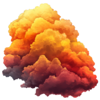 Colorful red and yellow clouds billowing against a transparent background evoke a dreamy sunset atmosphere, Red and yellow clouds on transparent background png