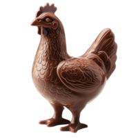 Realistic chocolate hen crafted with intricate details and placed on a transparent background for a refined and elegant presentation, Chocolate Hen Isolated on transparent background png