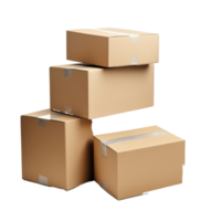 Stacked cardboard boxes isolated against a transparent background for packaging and shipping solutions, boxes isolated on transparent background png