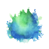 Blue green watercolor splash on an isolated transparent background creating a transparent effect, green water splash isolated on transparent background png