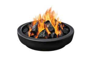Fire bowl with glowing coals on a transparent background png