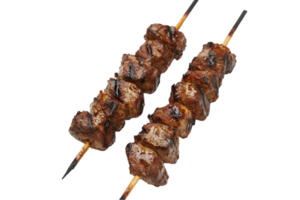 Grilled meat skewers on a transparent background png