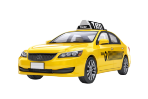 Yellow taxi cab car isolated on a transparent background png