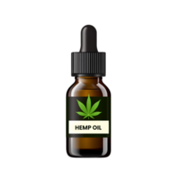 CBD oil dropper bottle with cannabis leaf isolated on a transparent background png