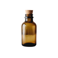 Amber glass bottle with cork isolated on a transparent background png