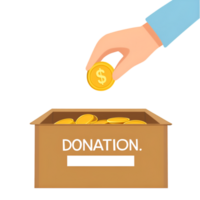 Charitable giving concept with donation box on a transparent background png