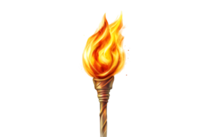 Burning torch with flames on a transparent background png