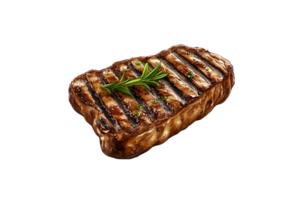 Perfectly grilled steak with crosshatch grill marks on a transparent background png
