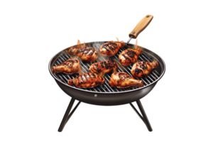 Chicken drumsticks on a barbecue grill on a transparent background png