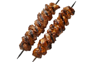 Grilled meat skewers on a transparent background png