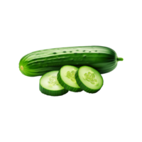 Fresh cucumber with slice on transparent background png
