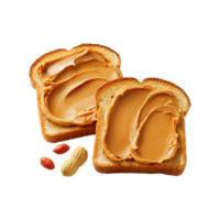 Bread slices with fresh peanut butter on transparent background png
