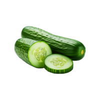 Green cucumber with slice on transparent background png