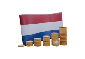 Blooming 3D render illustration of Netherlands flag and currency called Euro png