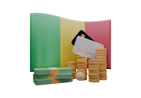 Radiant Imposing 3D render illustration of Mali flag and currency called Franc png