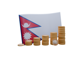 Bewitching 3D render illustration of Nepal flag and currency called Rupee png