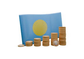 Vibrant 3D render illustration of Palau flag and currency called US Dollar png