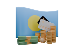 Striking 3D render illustration of Palau flag and currency called US Dollar png