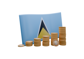 Classy 3D render illustration of Saint Lucia flag and currency called Dollar png
