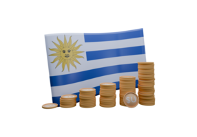 Incredible 3D render illustration of Uruguay flag and currency called Peso png