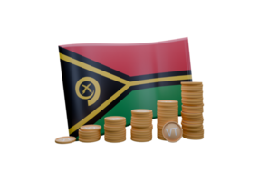 Harmonious 3D render illustration of Vanuatu flag and currency called Vatu png